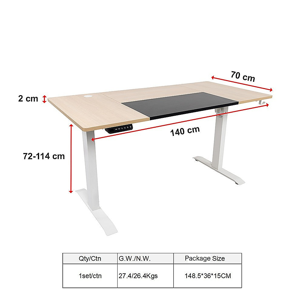 Hackett light birchwood standing desk in a home office