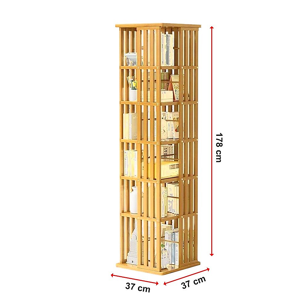 Mile End 6 Tier Rotating Bookshelf, Natural