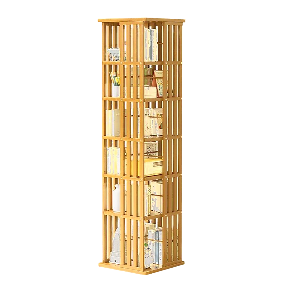 Mile End 6 Tier Rotating Bookshelf, Natural