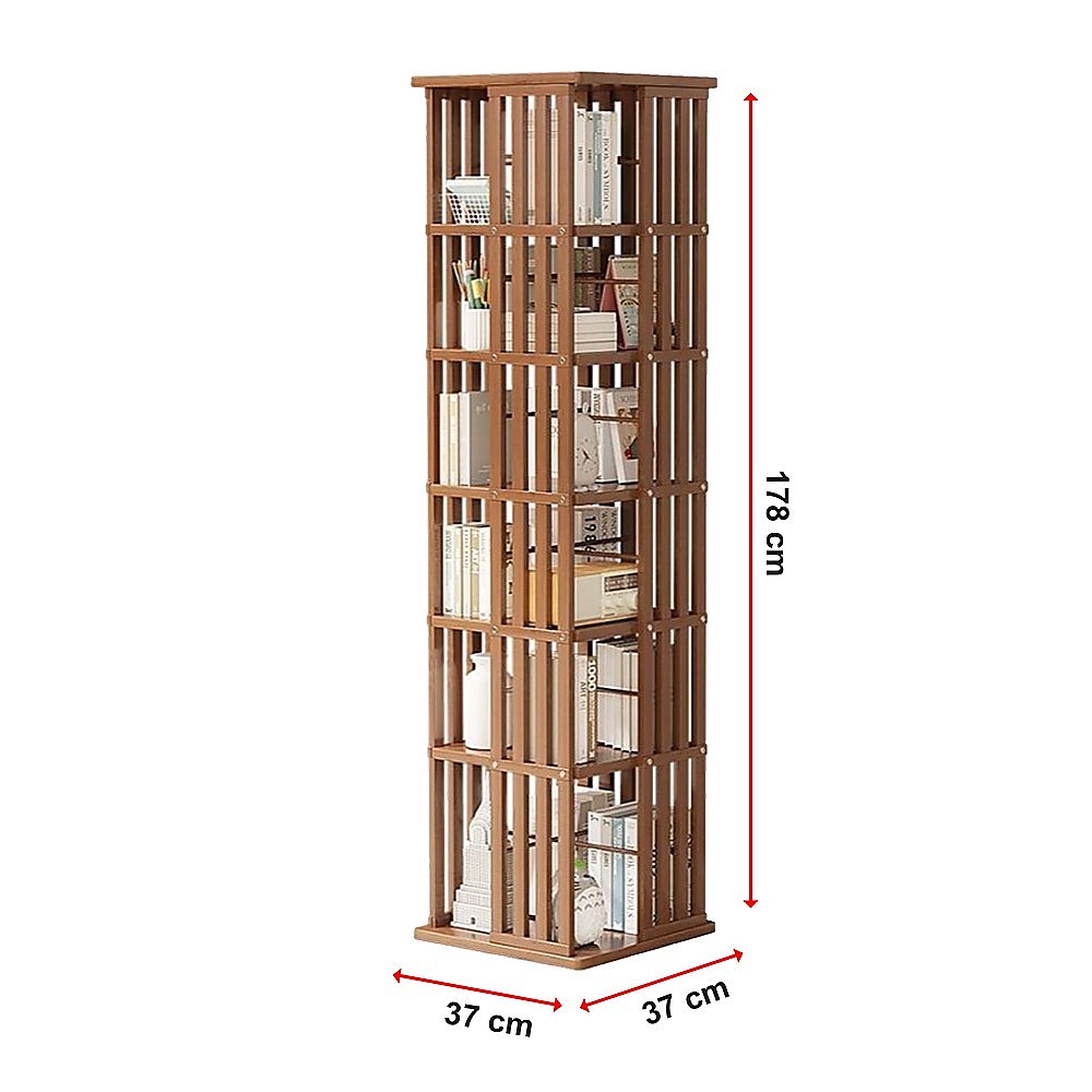 Glenelg 6 Tier Rotating Bookshelf, Dark Wood