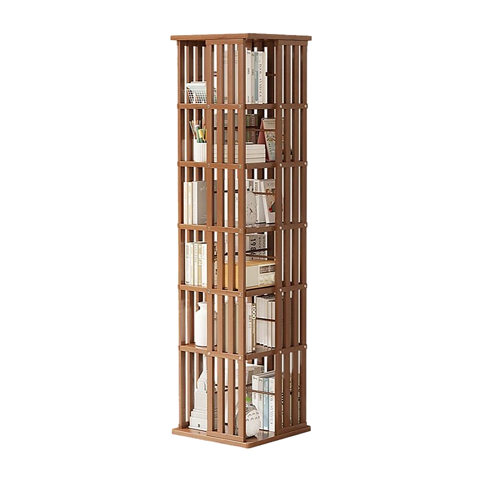 Glenelg 6 Tier Rotating Bookshelf, Dark Wood