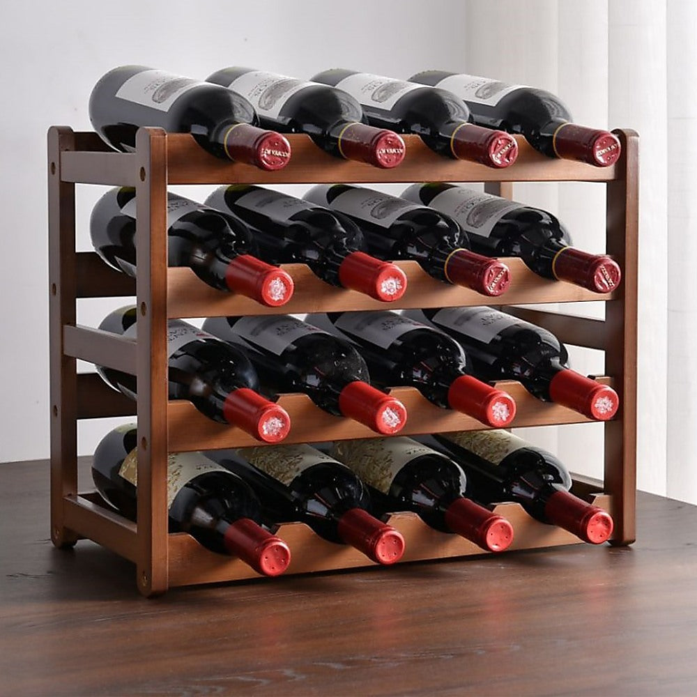 Bamboo Wine Rack Stackable Countertop 16 Bottle Natural view 2