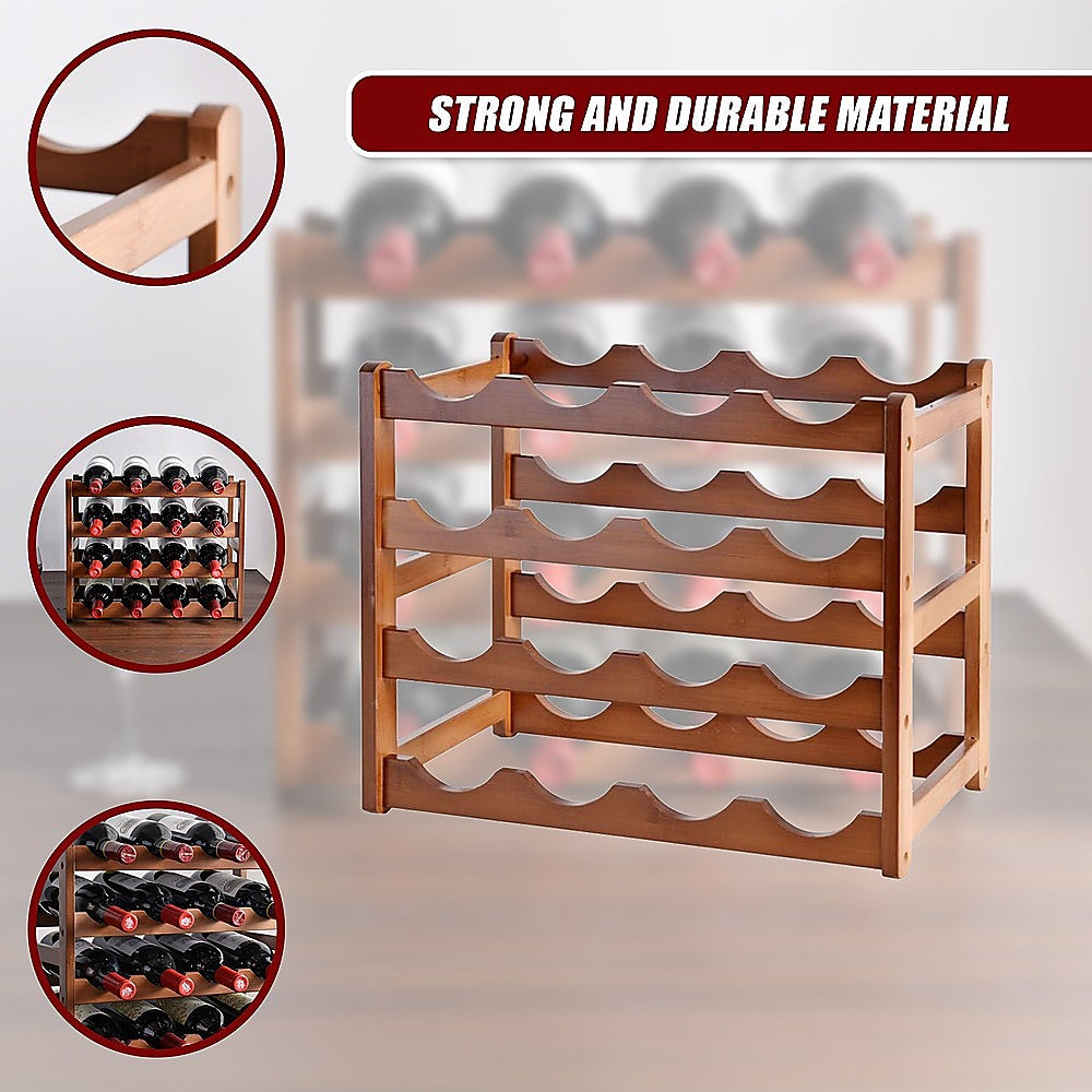 Bamboo Wine Rack Stackable Countertop 16 Bottle Natural view 6