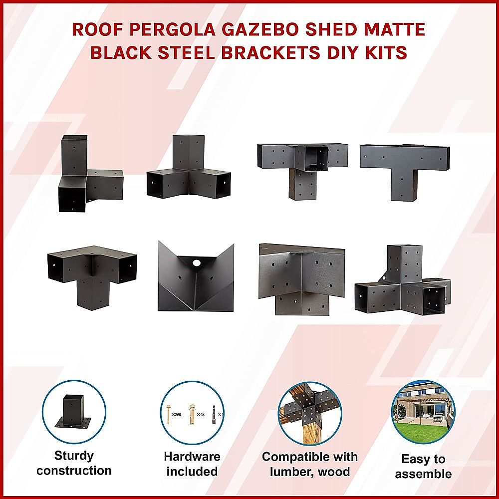 Link top rafter brackets holding evenly spaced timber slats on the pergola roof