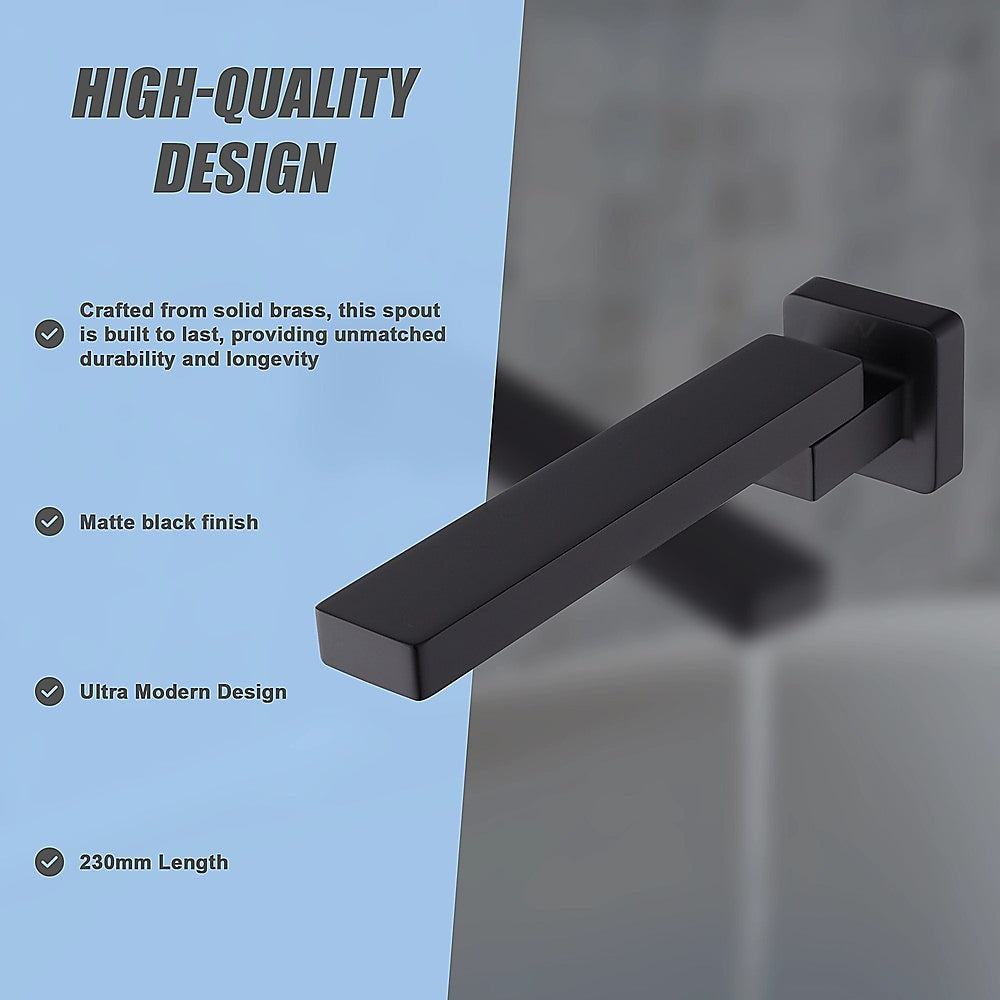 Matte black wall swivel bath spout, detail view