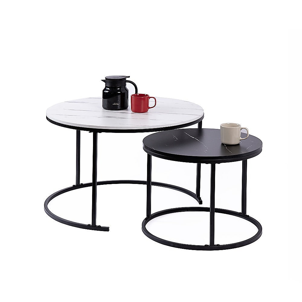 Avenel Nesting Coffee Table 2pcs, White and Grey