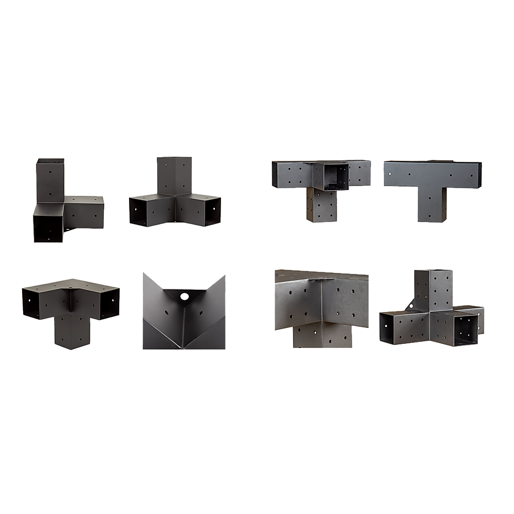 Step by step illustration of mounting the pergola brackets to a wall