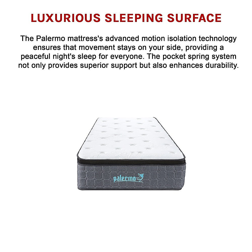 Euro top pocket spring mattress, 33cm single