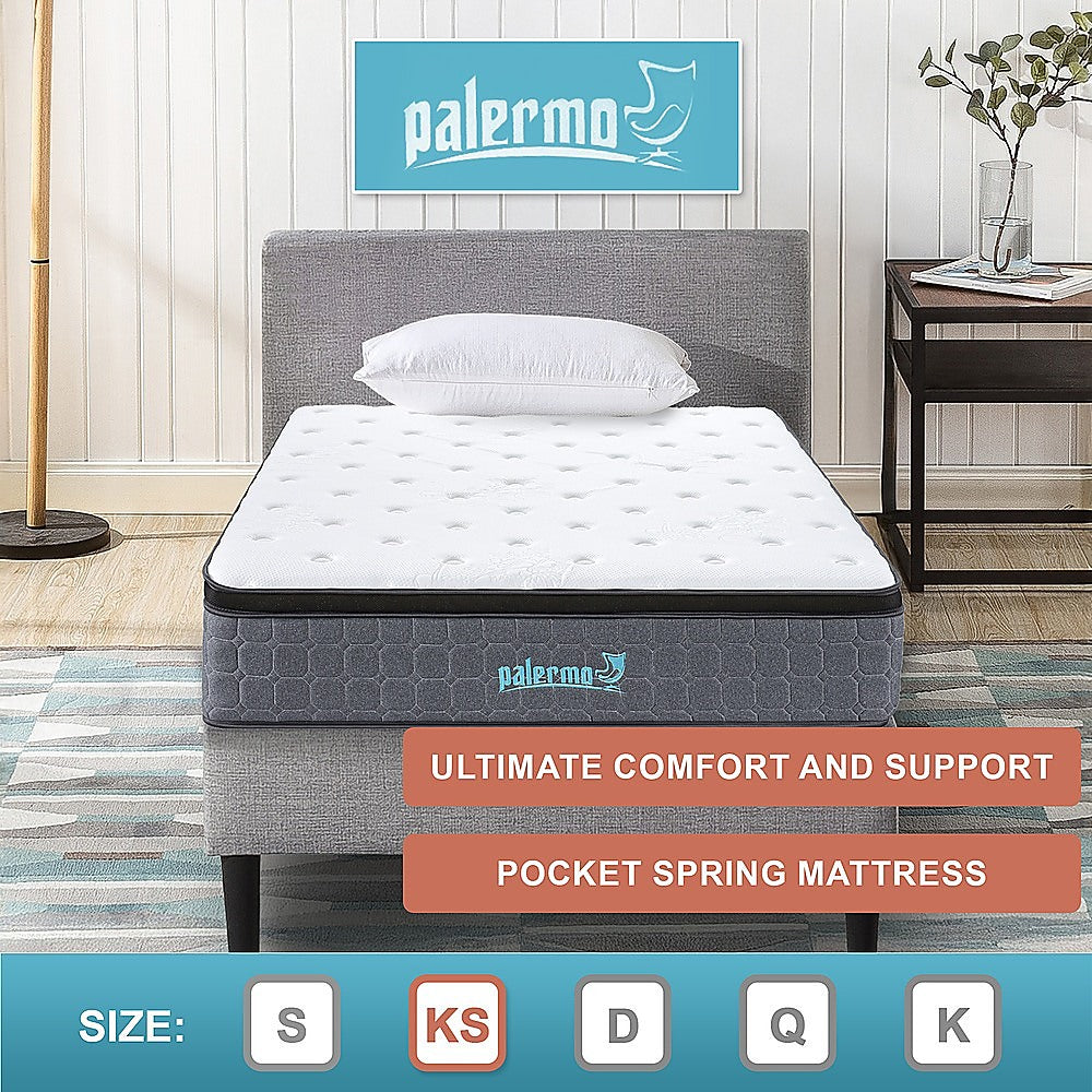 Euro top pocket spring mattress, 33cm king single