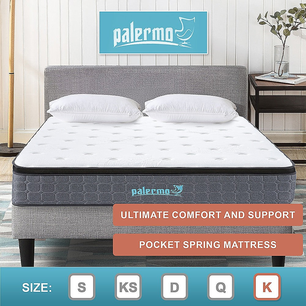 Euro top pocket spring mattress with CertiPUR-US foam, 33cm King