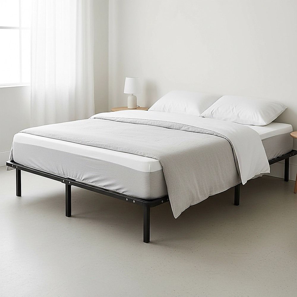 Procida Black Double bed frame in a modern bedroom