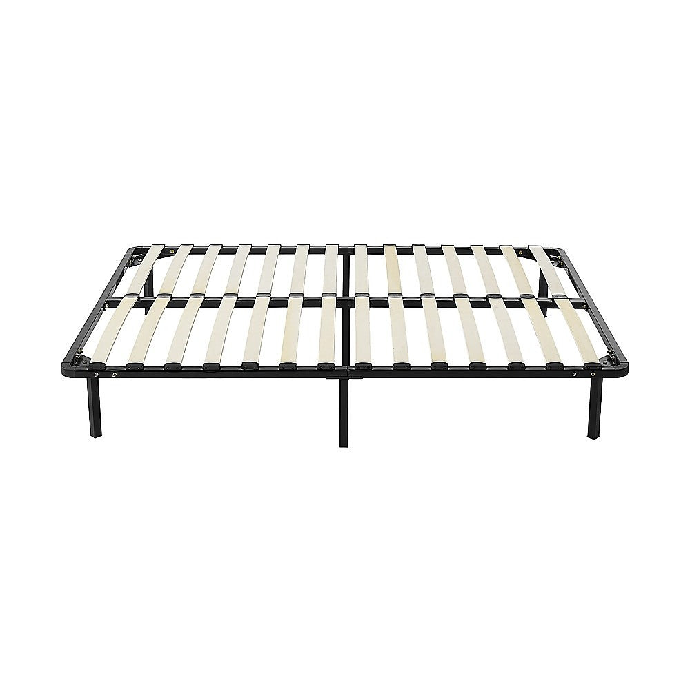 Allure queen metal bed frame in black powder-coated steel — full front view — Allure Home Collections