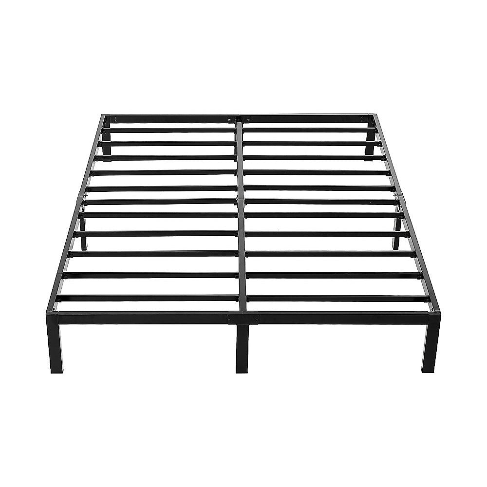 Queen full metal bed frame base in black heavy-duty steel — Allure Home Collections