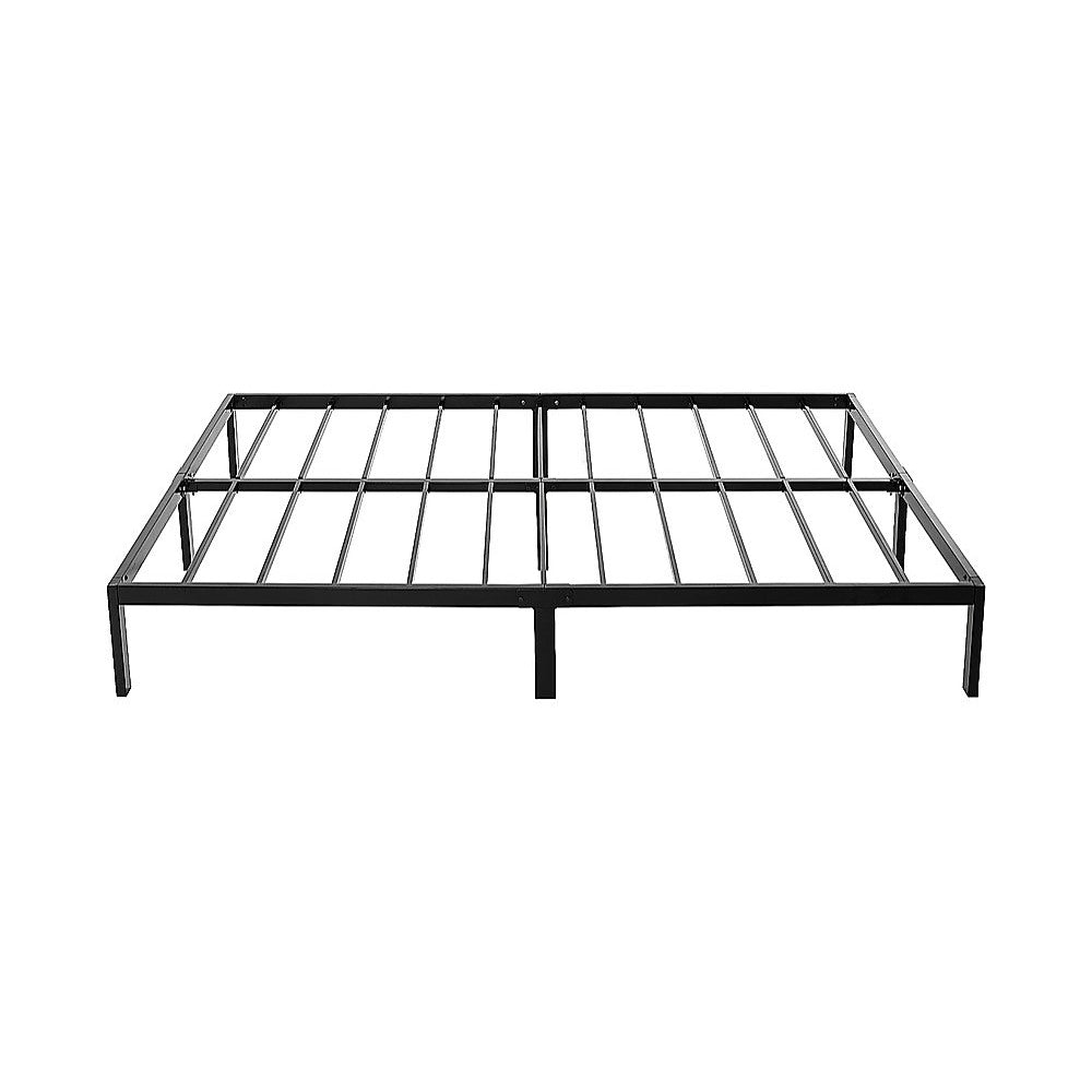 Queen full metal bed frame side profile showing 29cm low-profile height — Allure Home Collections