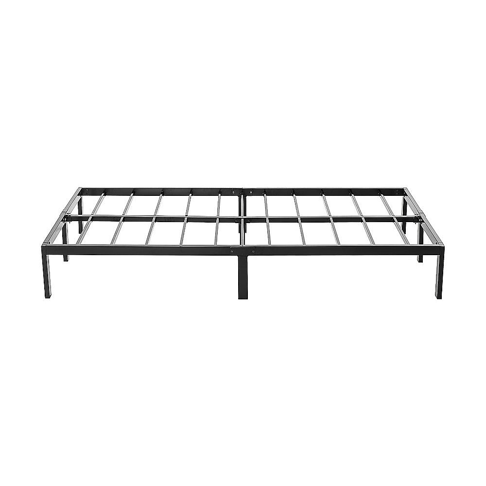 King single full metal bed frame from foot end showing 107cm width — Allure Home Collections