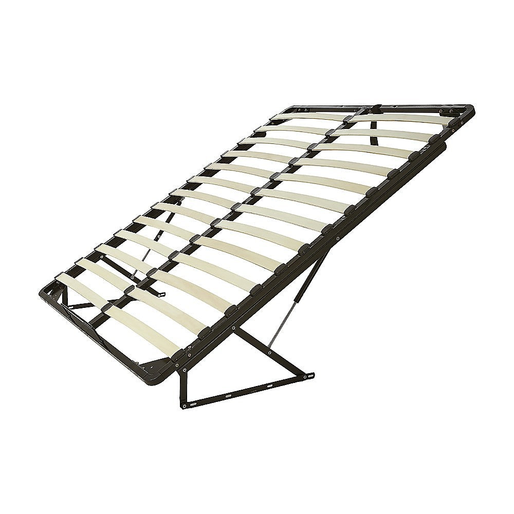 Double gas lift bed frame open showing generous underbed storage access — Allure Home Collections