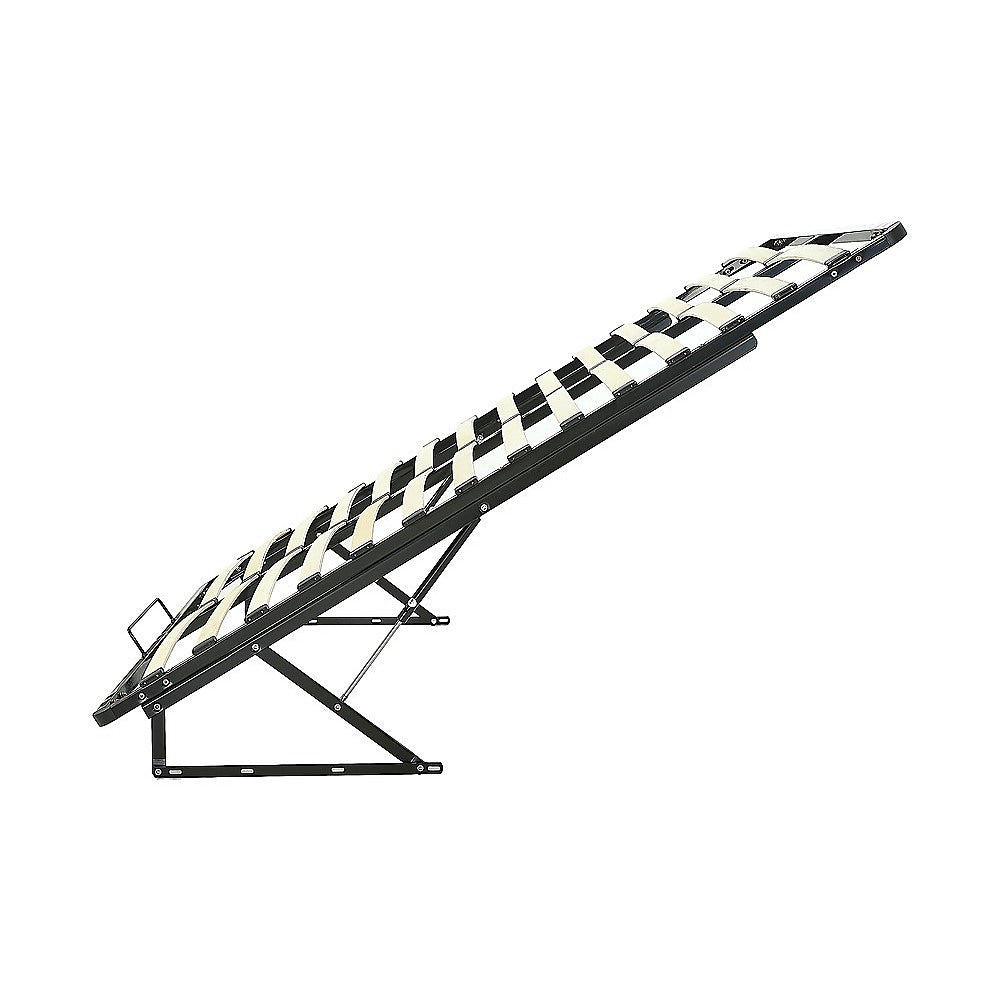 Gas lift storage bed frame assembled showing full proportions — Allure Home Collections