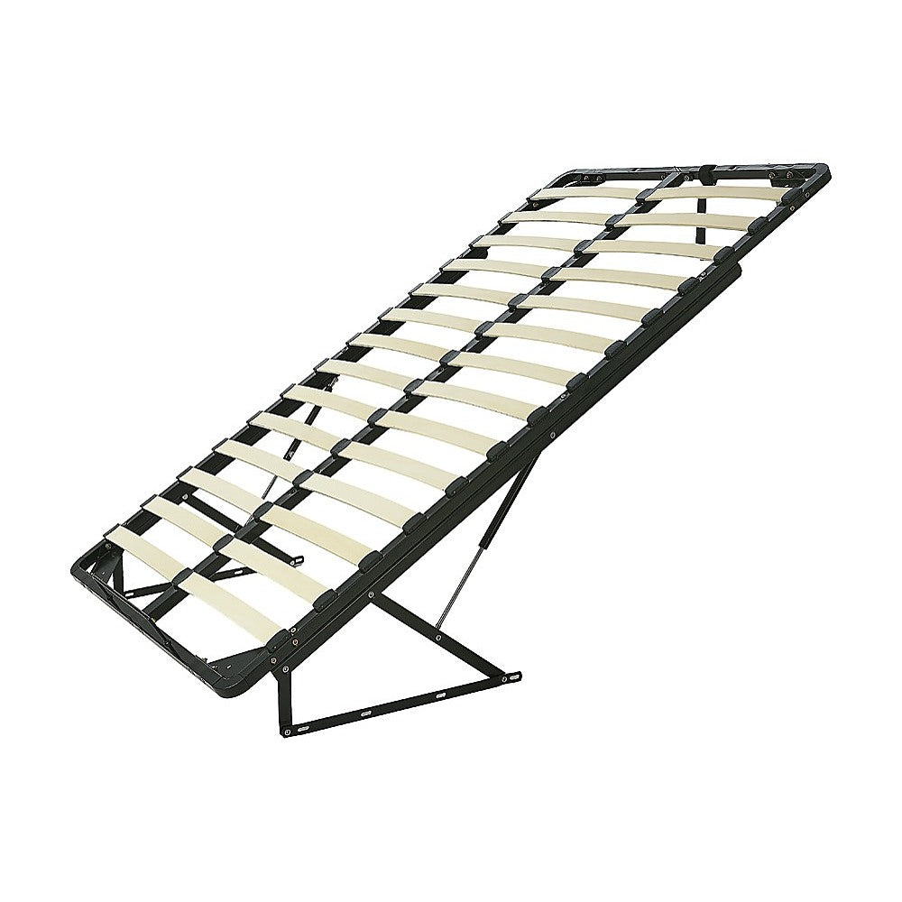 Gas lift bed frame open showing underbed storage access — Allure Home Collections