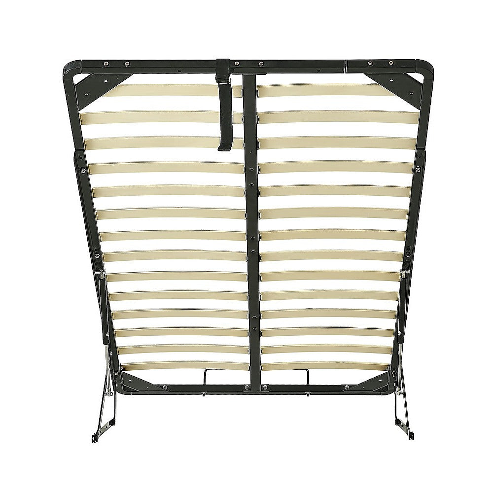 King single gas lift bed frame showing flexible wooden slats — Allure Home Collections