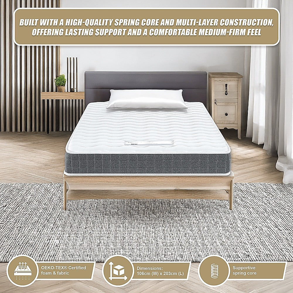 Medium Firm Hybrid Spring Mattress, King Single