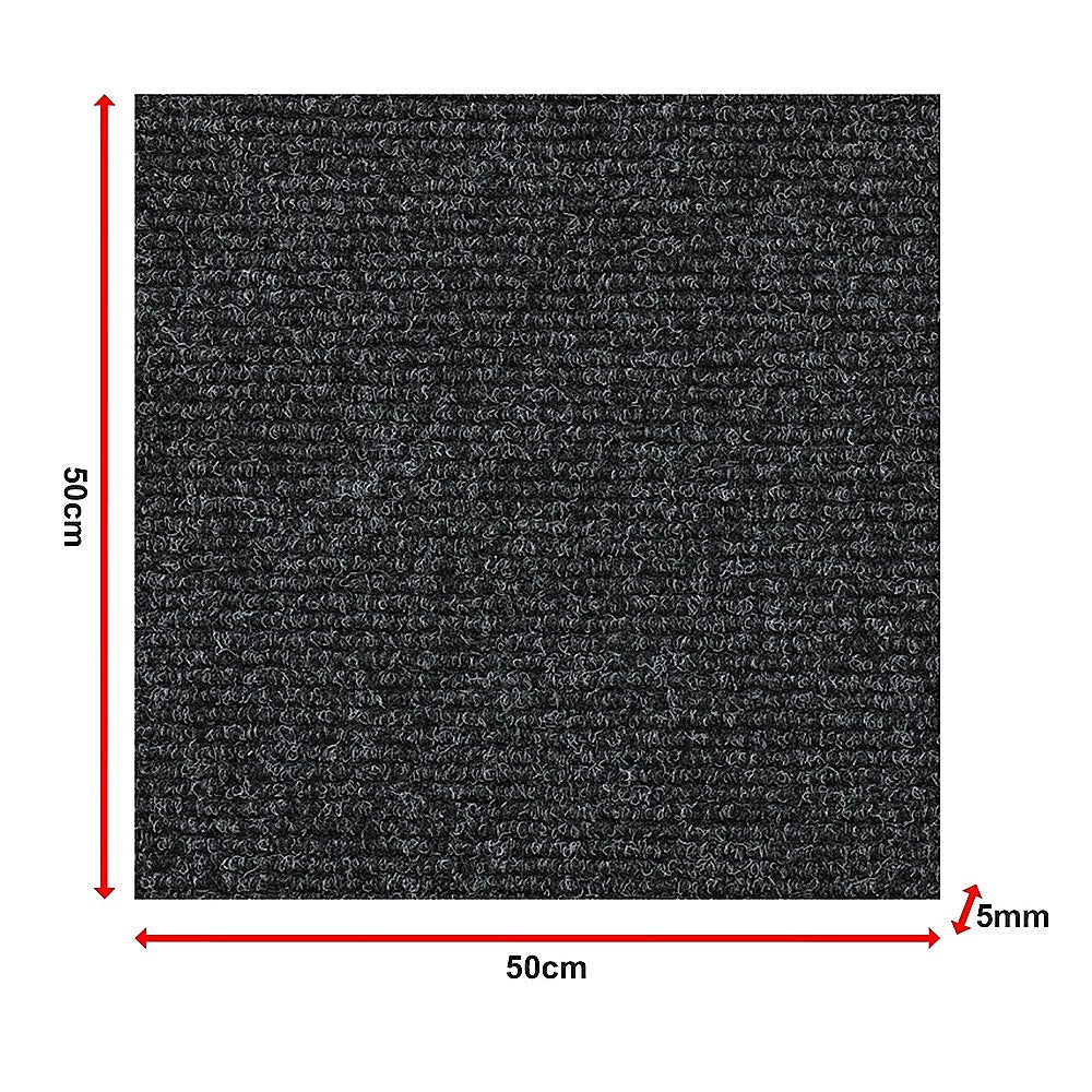 Zahara Carpet Tiles, 50 x 50cm, Black, 20pcs