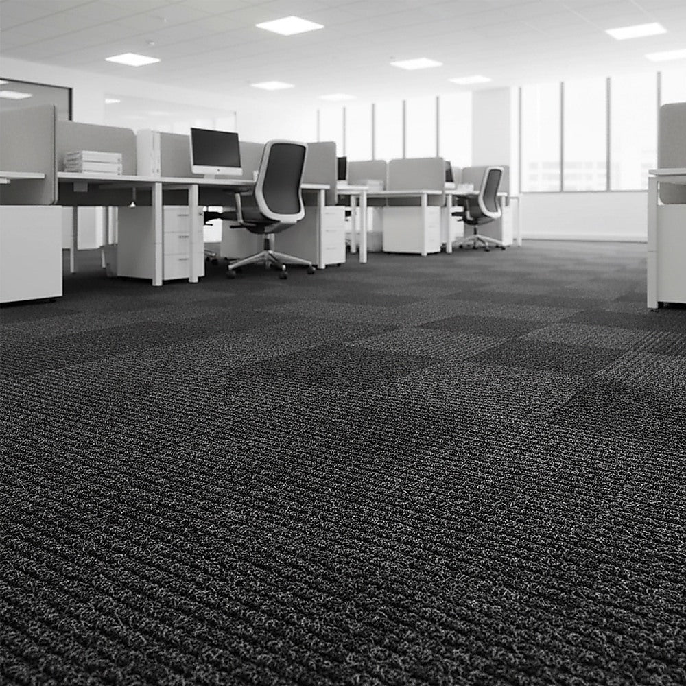 Zahara Carpet Tiles, 50 x 50cm, Black, 20pcs