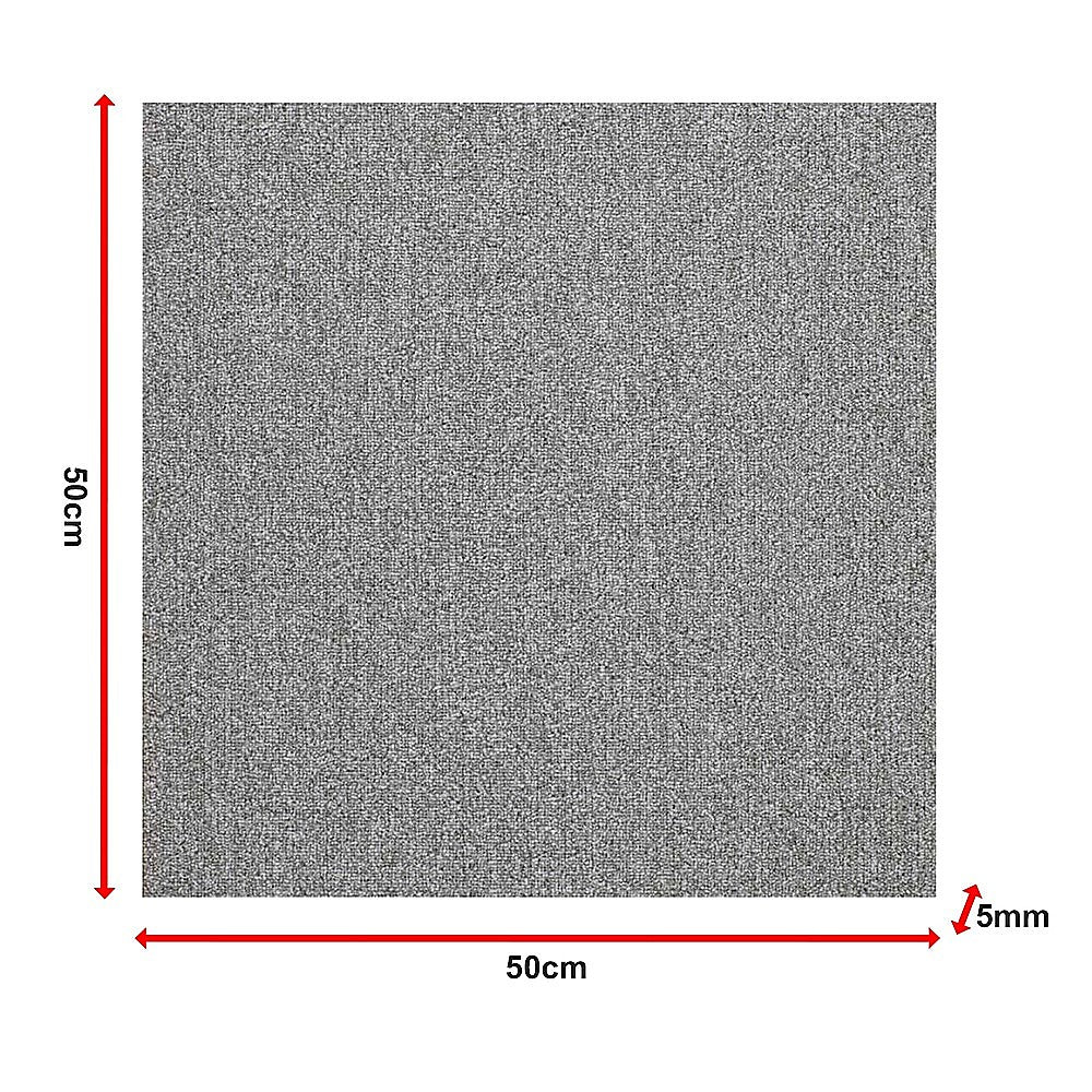Zahara Carpet Tiles, 50 x 50cm, Light Grey, 20pcs