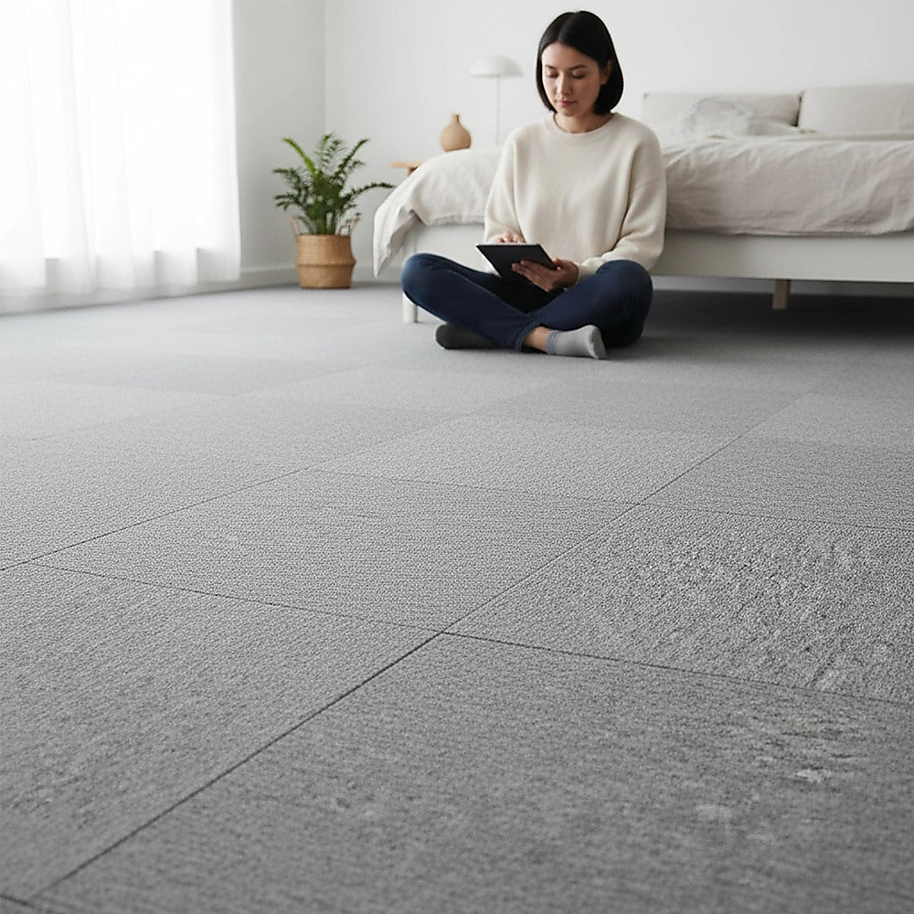 Zahara Carpet Tiles, 50 x 50cm, Light Grey, 20pcs