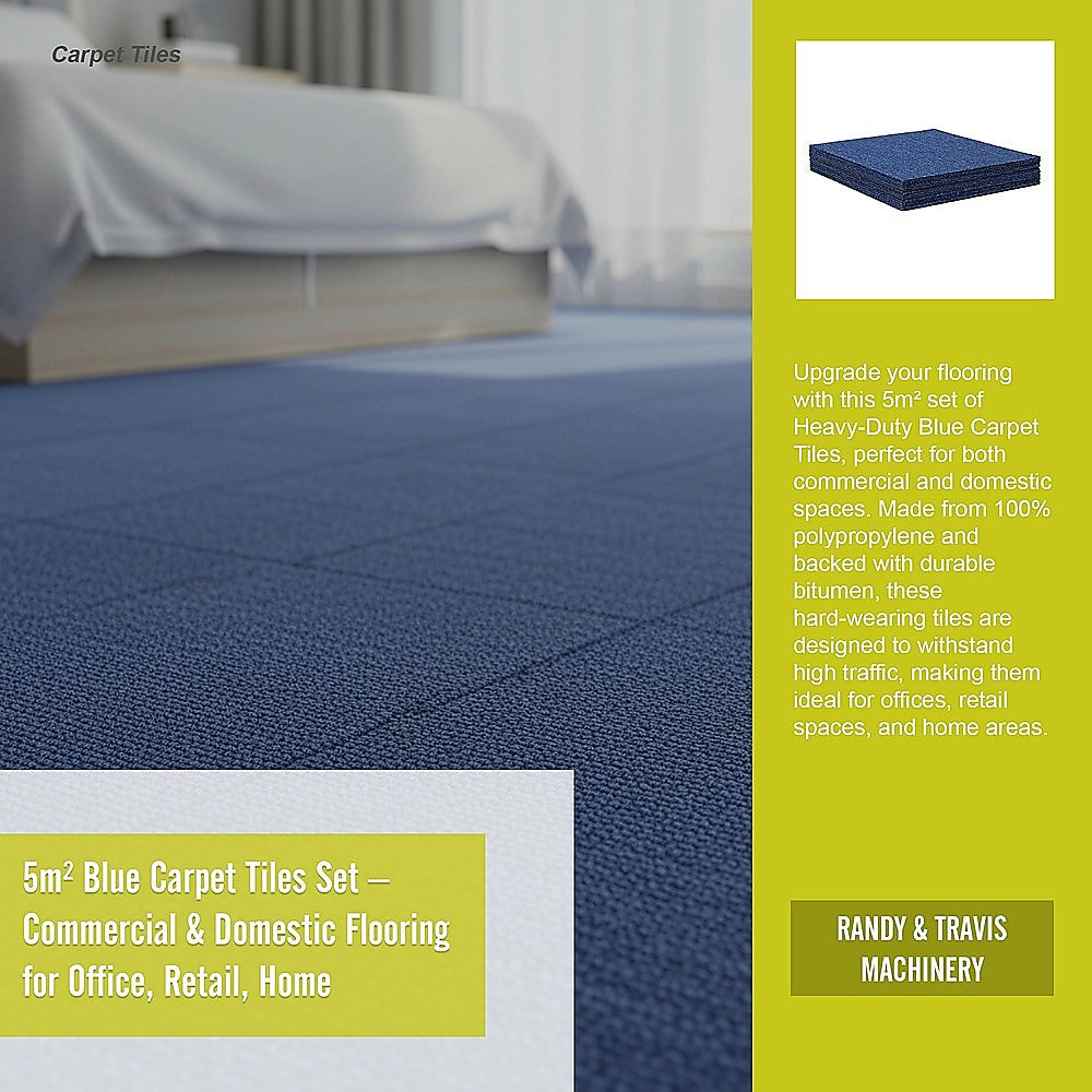 Zahara Carpet Tiles, 50 x 50cm, Blue, 20pcs