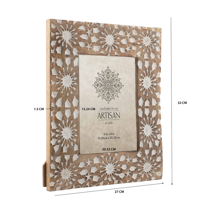 Handcrafted Sunflower Wooden Photo Frame — Rustic Distressed Finish — Allure Home Collections