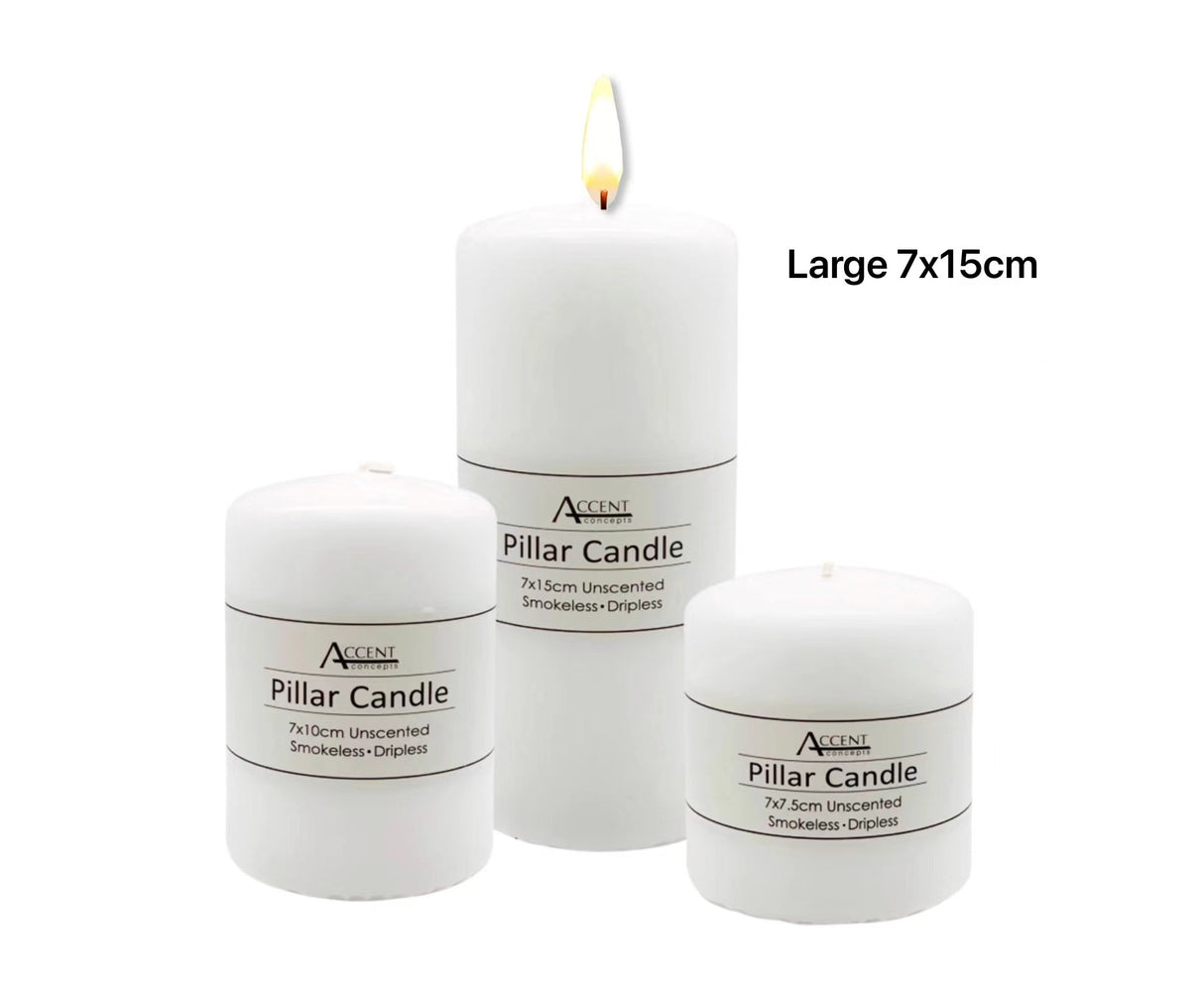 Penneshaw 24pcs set tall unscented white wax pillar candles for home and event styling