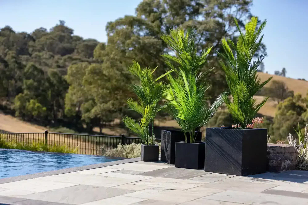 Quobba Terrazzo Concrete Planter, Black Square, Set of 4