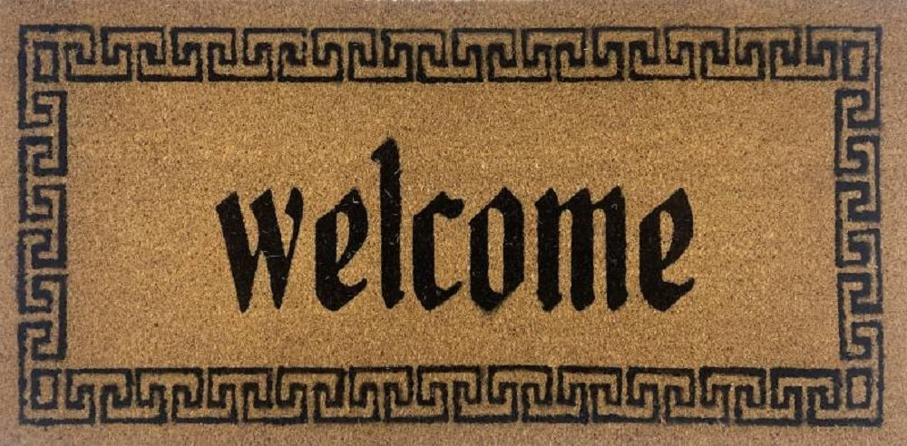 Coir Door Mat, Welcome Black on Natural 90x45cm