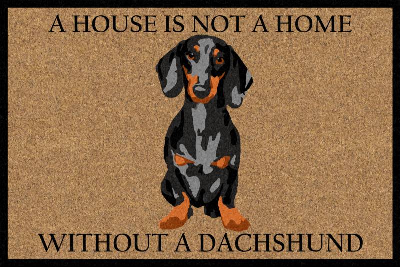 Coir doormat with dachshund design