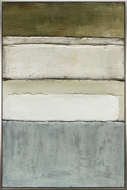 Gorgeous Gina multi colour framed wall art panel, 80 x 120 cm, in a silver MDF frame