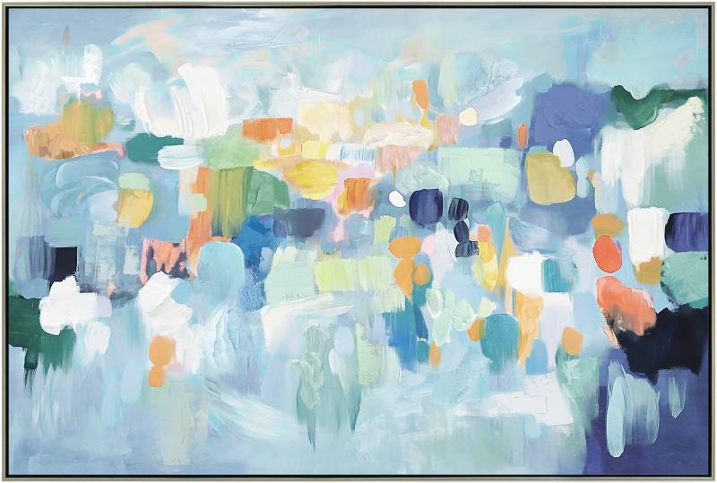 Angelo multi colour painted wall art panel on MDF timber, 120 x 80 cm landscape format