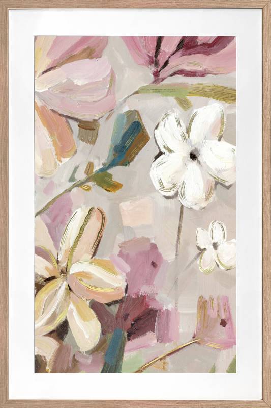 Mimi floral framed wall art 80 x 120 cm with a glass front and PU frame
