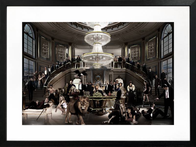 Welcome To The Party framed wall art 80 x 60 cm with glass front and PU frame