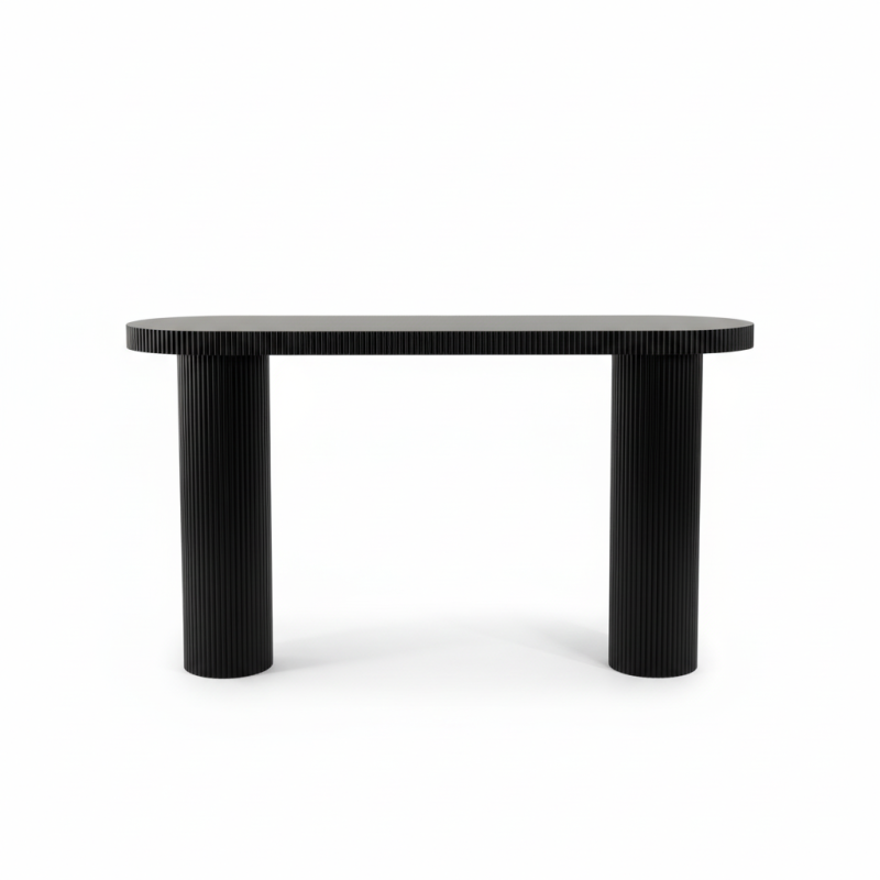 Console table used behind a sofa in a living room