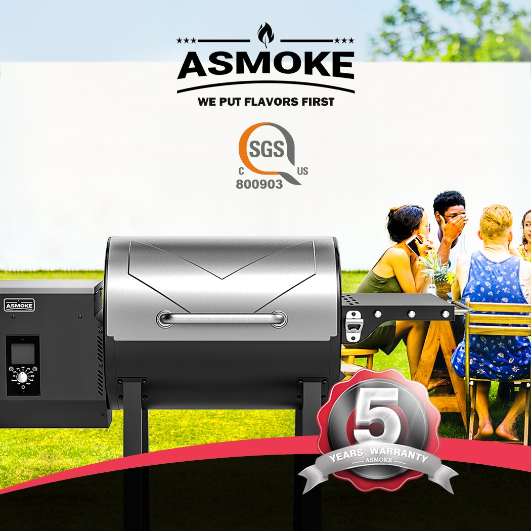 Asmoke AS500N 2 Wood Pellet Grill 8 in 1 in Silver