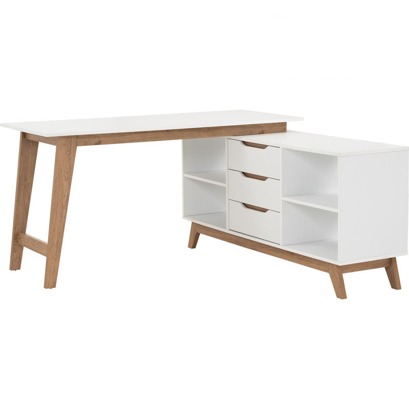 Throsby Office Desk, Oak and White 145cm
