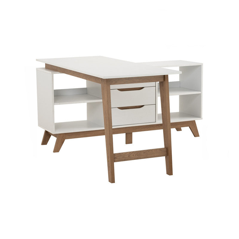 Throsby Office Desk, Oak and White 145cm