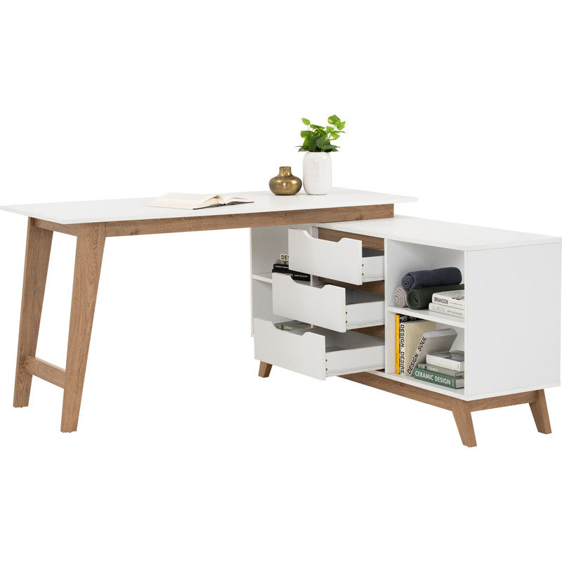 Throsby Office Desk, Oak and White 145cm