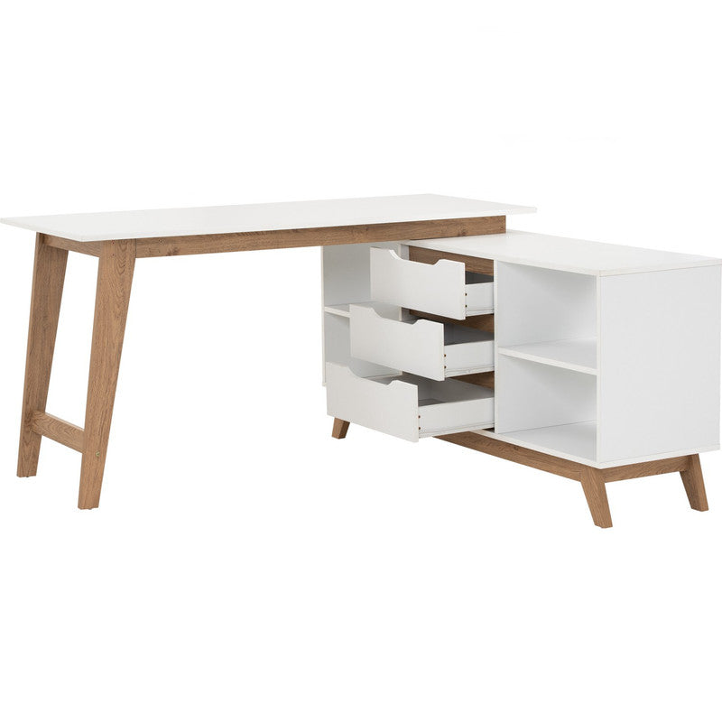 Throsby Office Desk, Oak and White 145cm