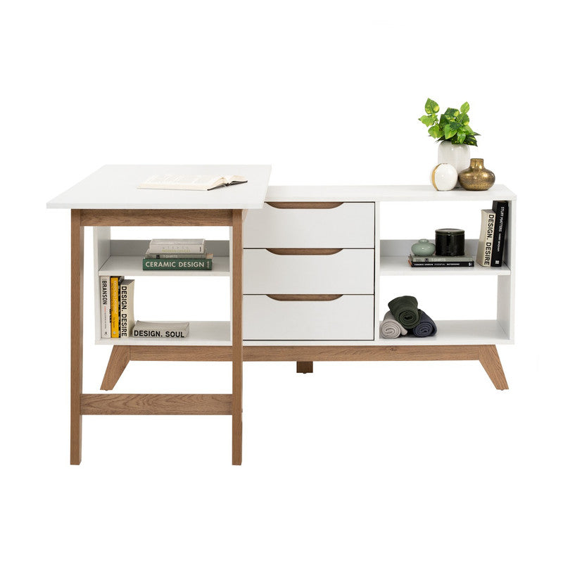 Throsby Office Desk, Oak and White 145cm