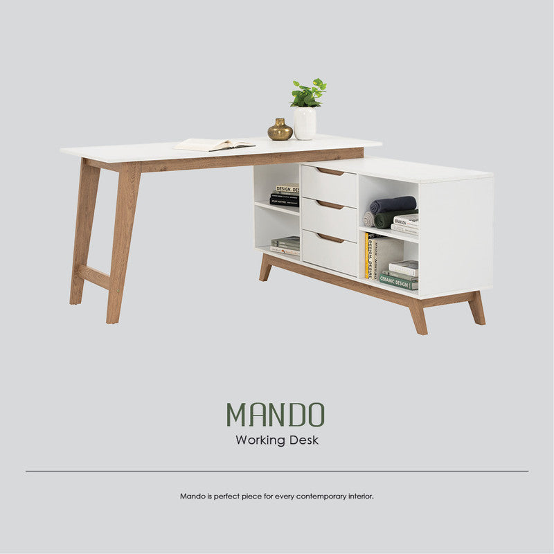 Throsby Office Desk, Oak and White 145cm