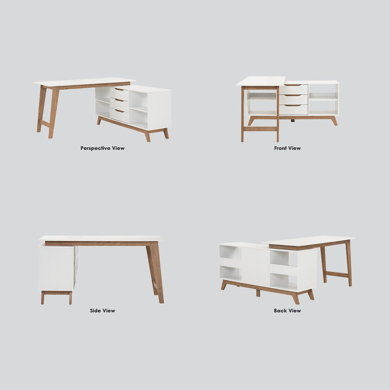Throsby Office Desk, Oak and White 145cm