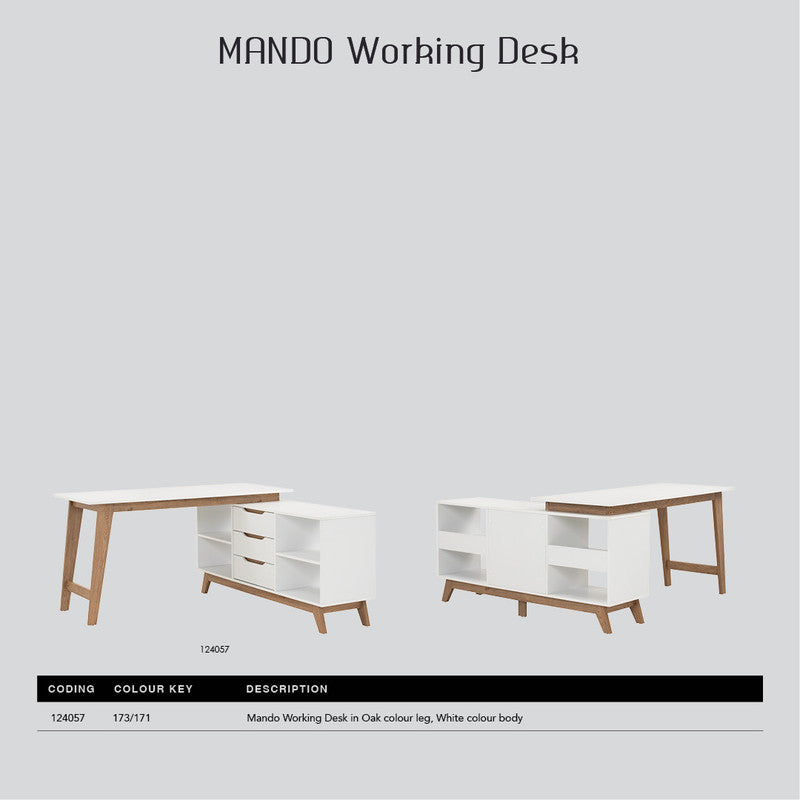 Throsby Office Desk, Oak and White 145cm