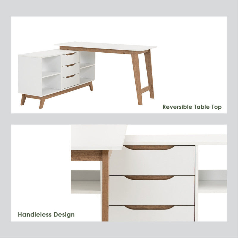Throsby Office Desk, Oak and White 145cm