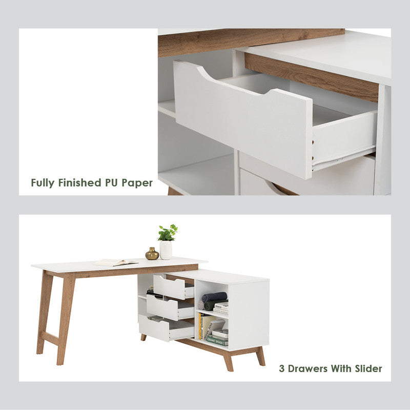Throsby Office Desk, Oak and White 145cm